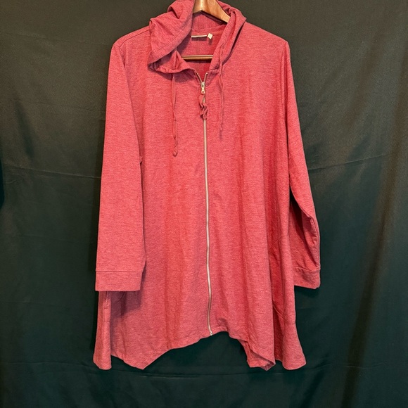 Logo by Lori Goldstein 3X French Terry Cascade Front Hoodie Dark Pink/Red - Picture 1 of 13